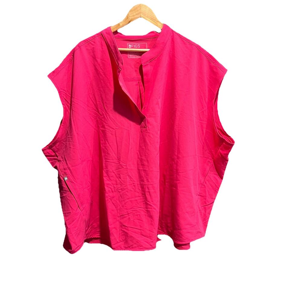 FIGS Hot Pink Rafaela Three Pocket Women's‎ Scrub Top Size 6XL